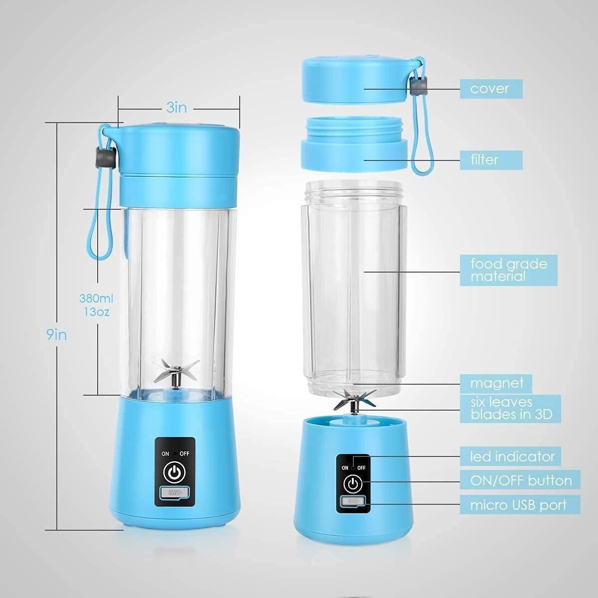 Portable Rechargeable USB Juice Blender – 6 Blade Mini Juicer (380 ml)