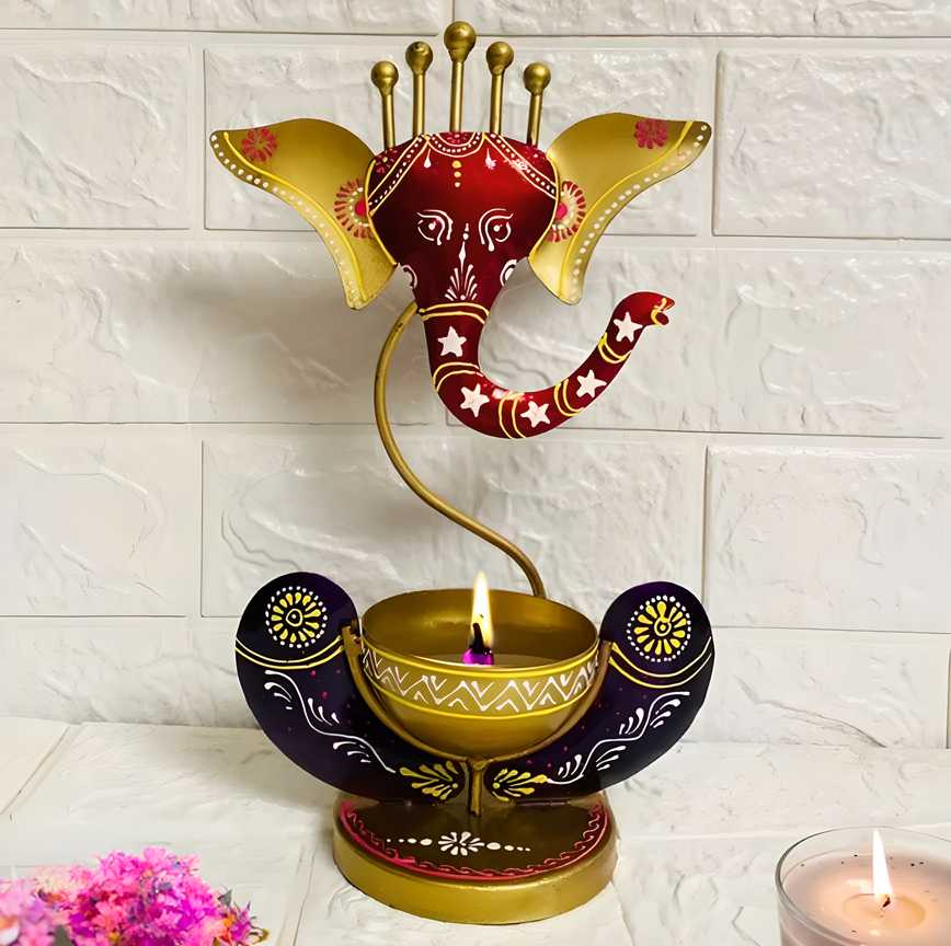 ✨ Intricately Crafted Spiritual Ganesha Tealight Holder – Bring Divine Light & Positivity Home ✨
